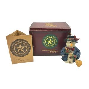 Boyds Bears “Willie with Broom” Handmade‎ Snowman Christmas Ornament w/Box